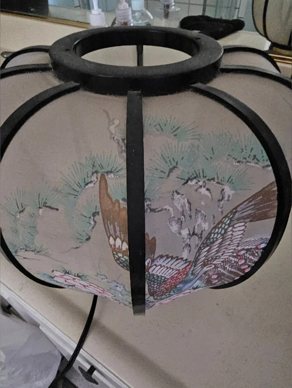 Vintage Chidori Table Lantern in Black and Pastel